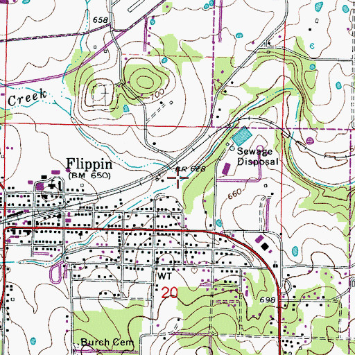 Topographic Map of Crane Creek, AR