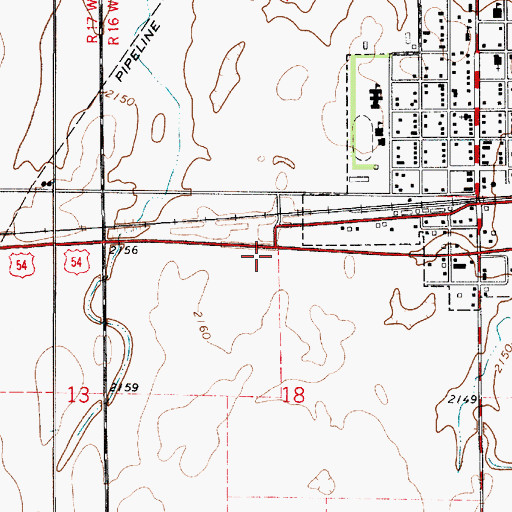 Topographic Map of Gail Ballard Airport, KS