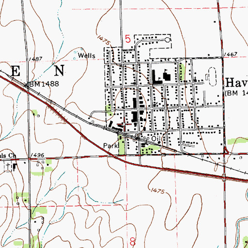 Topographic Map of Haven Airport (historical), KS