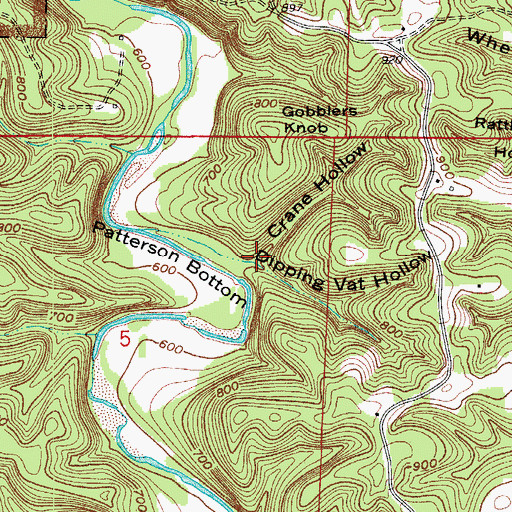 Topographic Map of Crane Hollow, AR