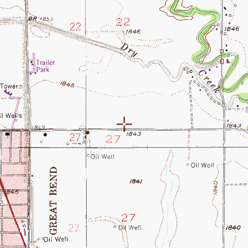 Topographic Map of Button Airport, KS