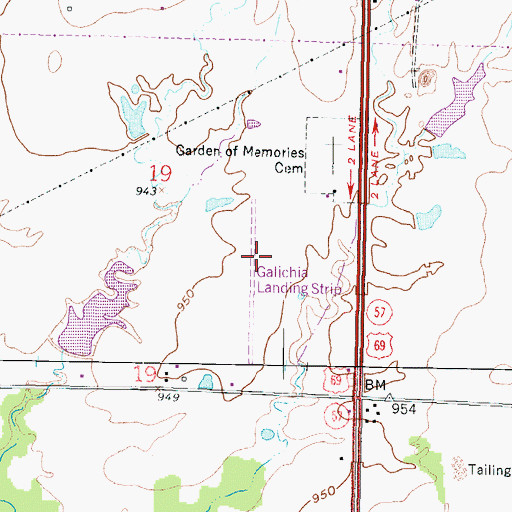 Topographic Map of Galichia Airport (historical), KS