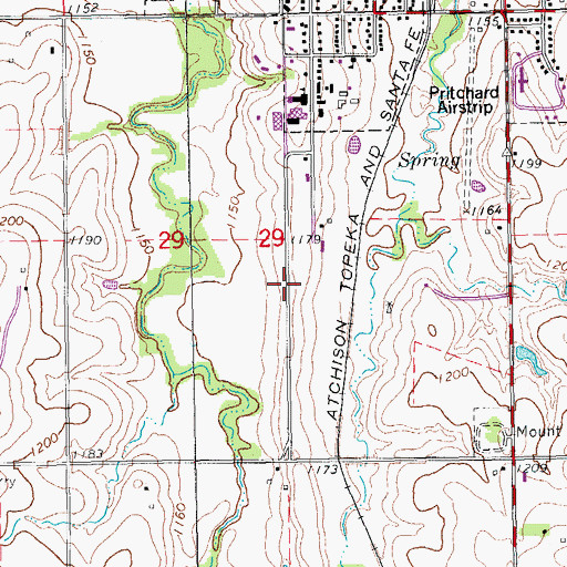 Topographic Map of Academy Airport (historical), KS