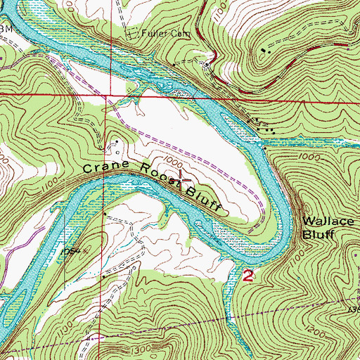 Topographic Map of Crane Roost Bluff, AR