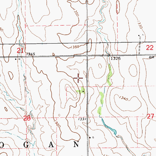 Topographic Map of Baldock Farm Airport (historical), KS