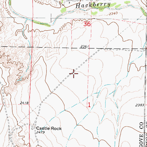 Topographic Map of Castle Rock Ranch Airport (historical), KS