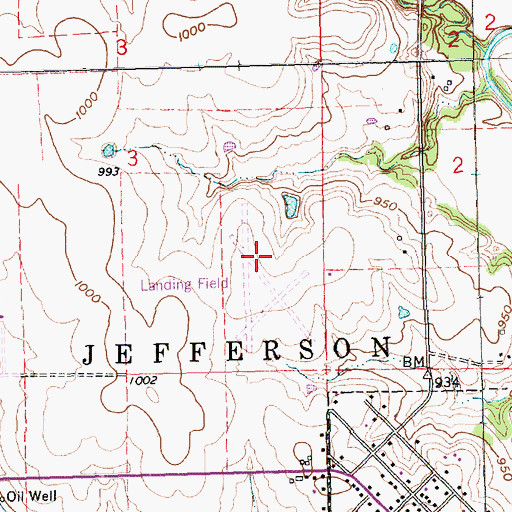 Topographic Map of Mills Ranch Airport (historical), KS