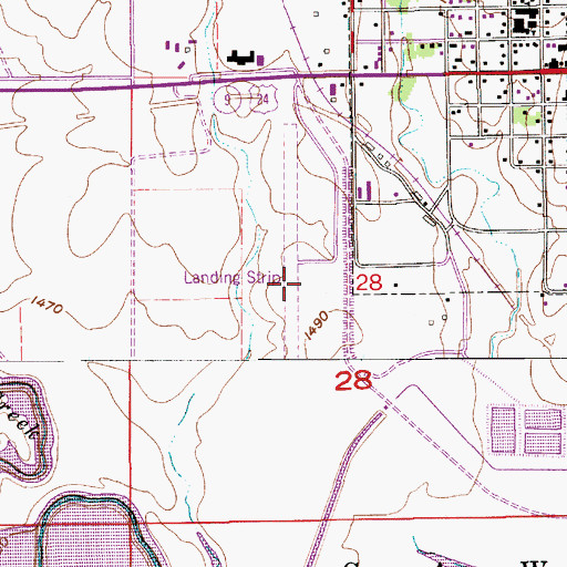Topographic Map of Cawker City Airport (historical), KS