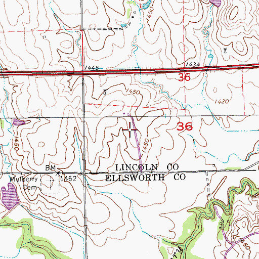 Topographic Map of Belcher Airport, KS