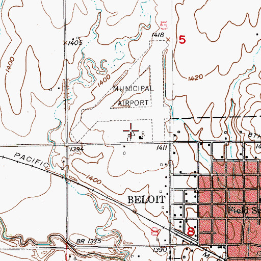 Topographic Map of Moritz Memorial Airport, KS