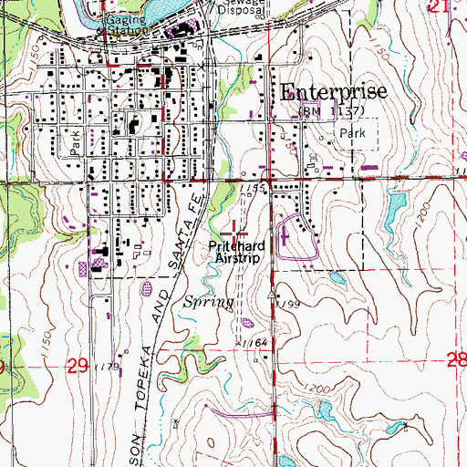 Topographic Map of Prichard Airstrip, KS