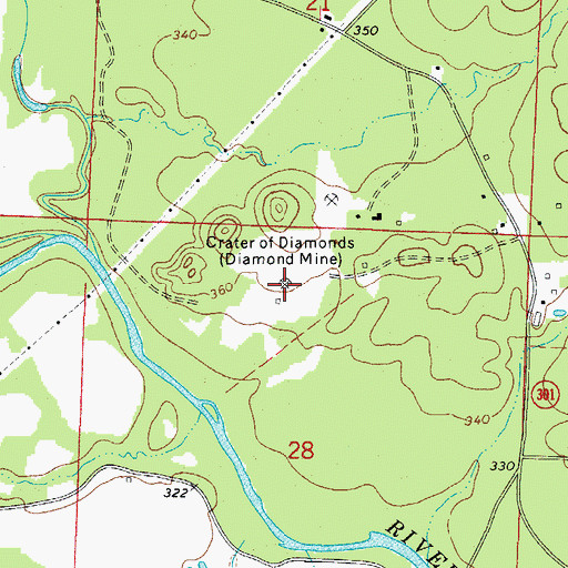 Topographic Map of Crater of Diamonds, AR