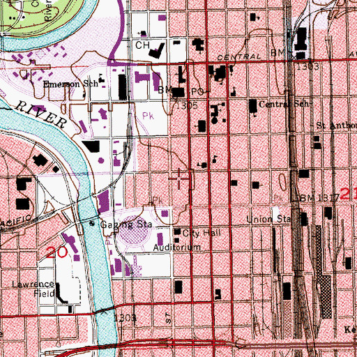 Topographic Map of KSOF-FM (Wichita), KS