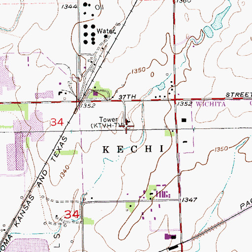 Topographic Map of KMUW Radio Tower (Wichita), KS