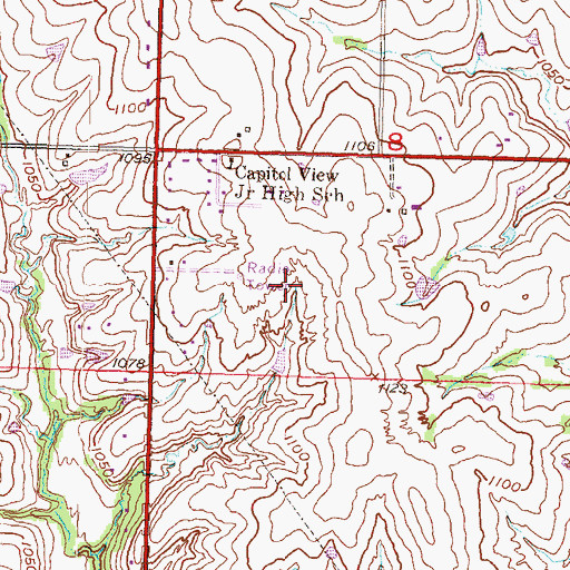 Topographic Map of KMAJ-FM (Topeka), KS