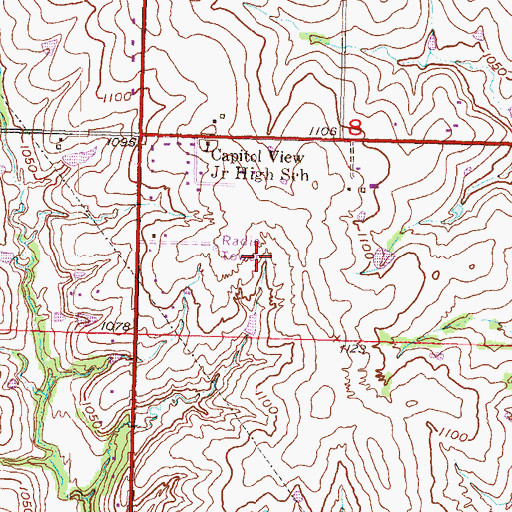 Topographic Map of KMAJ-FM (Topeka), KS