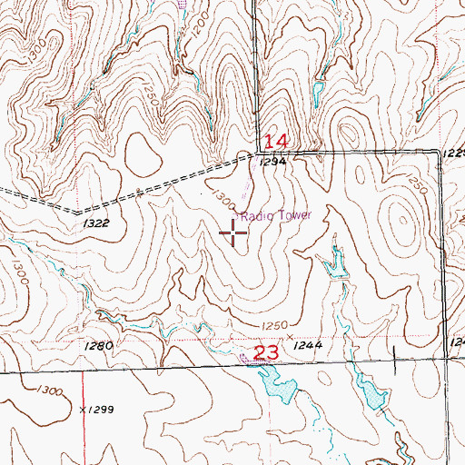 Topographic Map of WIBW-FM (Topeka), KS
