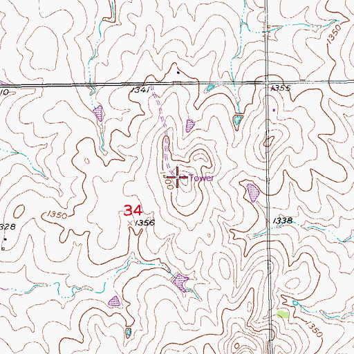 Topographic Map of KSKG-FM (Salina), KS