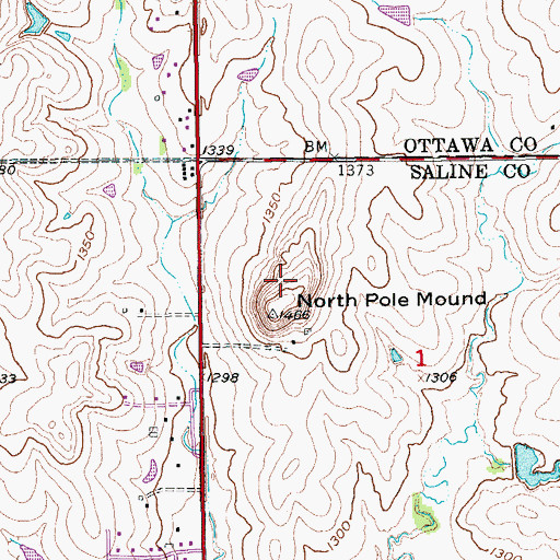 Topographic Map of KYEZ-FM (Salina), KS