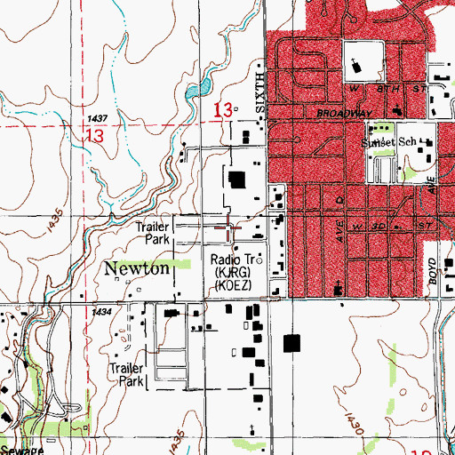 Topographic Map of KOEZ-FM (Newton), KS