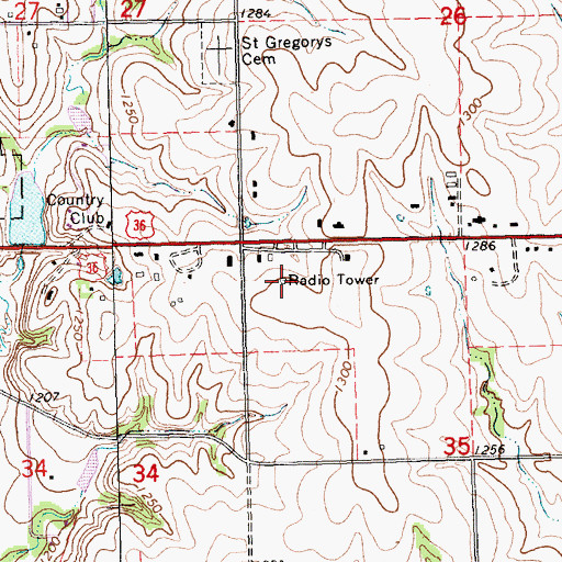 Topographic Map of KNKY-FM (Marysville), KS