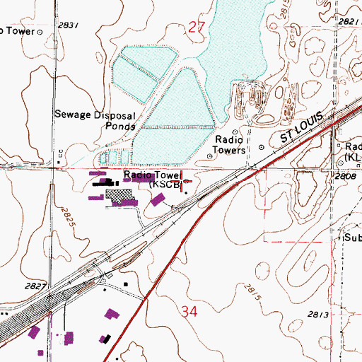 Topographic Map of KEZS-FM (Liberal), KS