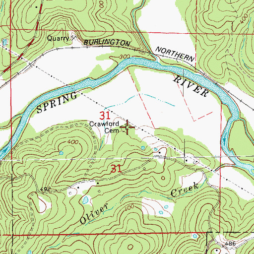 Topographic Map of Crawford Cemetery, AR