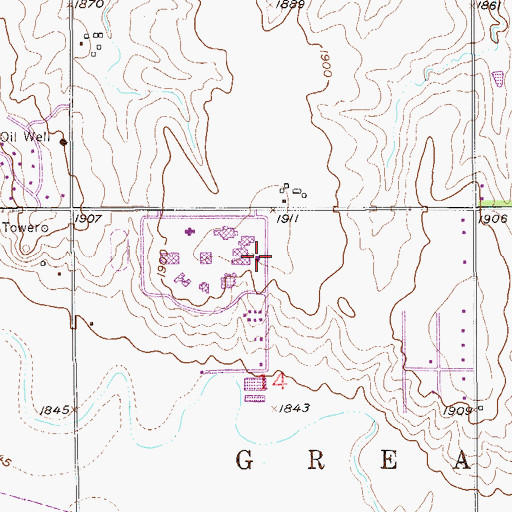 Topographic Map of KBJC-FM (Great Bend), KS