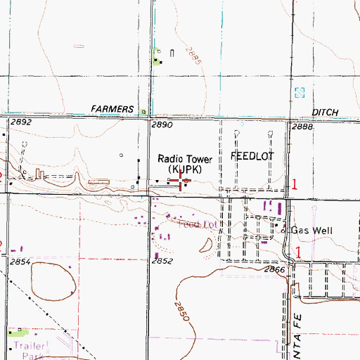 Topographic Map of KBUF-FM (Garden City), KS