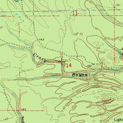 Topographic Map of Crazy Bayou, AR