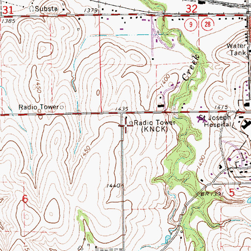 Topographic Map of KCKS-FM (Concordia), KS