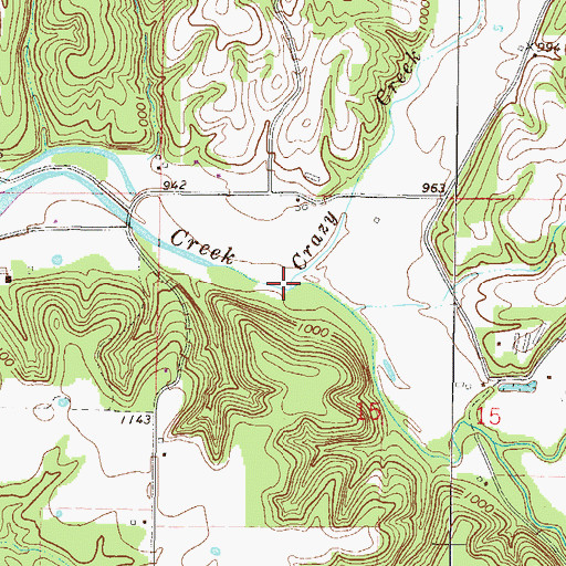 Topographic Map of Crazy Creek, OK