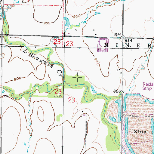 Topographic Map of KCCU-FM (Columbus), KS