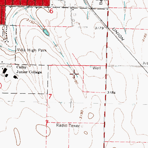 Topographic Map of KTCC-FM (Colby), KS