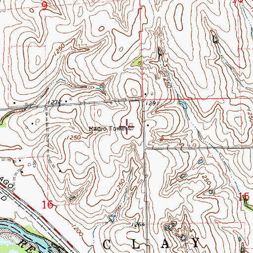 Topographic Map of KCLY-FM (Clay Center), KS