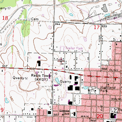 Topographic Map of KQSM-FM (Chanute), KS