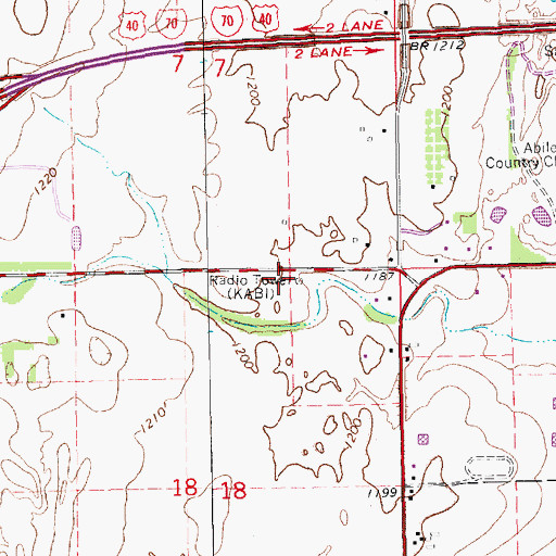 Topographic Map of KABI-FM (Abilene), KS