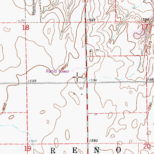 Topographic Map of KHUT-FM (Hutchinson), KS