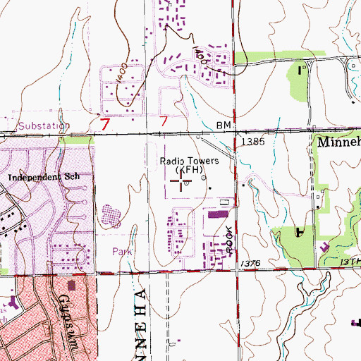 Topographic Map of KBRA-FM (Wichita), KS