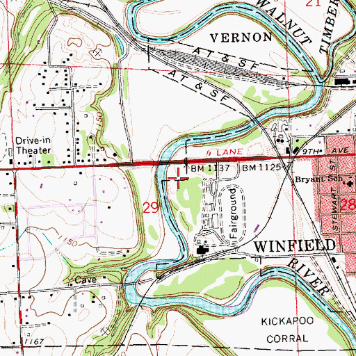 Topographic Map of KNIC-AM (Winfield), KS