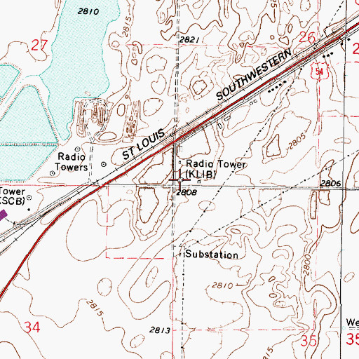 Topographic Map of KLIB-AM (Liberal), KS