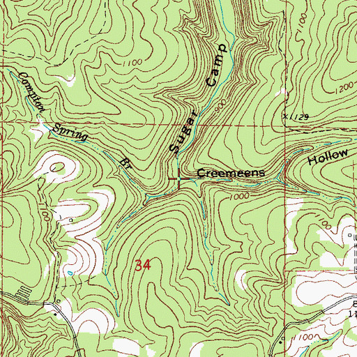 Topographic Map of Creemeens Hollow, AR