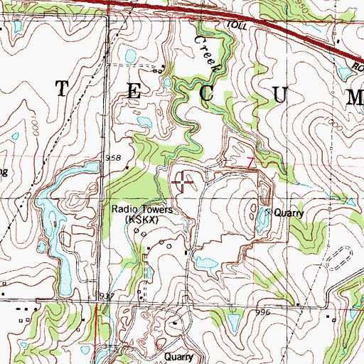 Topographic Map of KSKX-AM (Topeka), KS