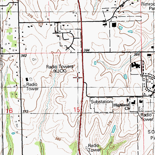 Topographic Map of KJCK-AM (Junction City), KS