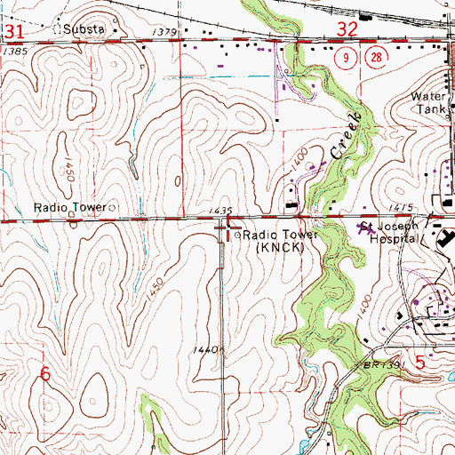 Topographic Map of KNCK-AM (Concordia), KS