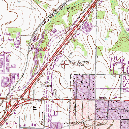 Topographic Map of KCNW-AM (Fairway), KS