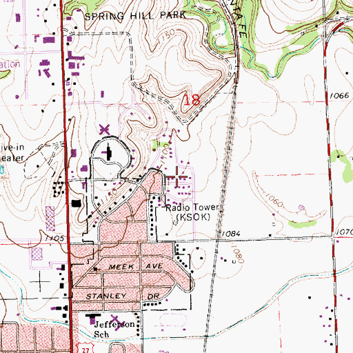 Topographic Map of KSOK-AM (Arkansas City), KS