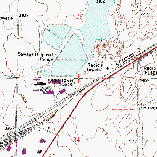 Topographic Map of KSCB-AM (Liberal), KS