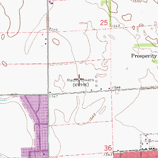 Topographic Map of KWHK-AM (Hutchinson), KS