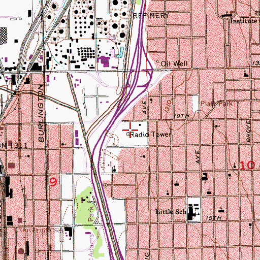 Topographic Map of KAKZ-AM (Wichita), KS